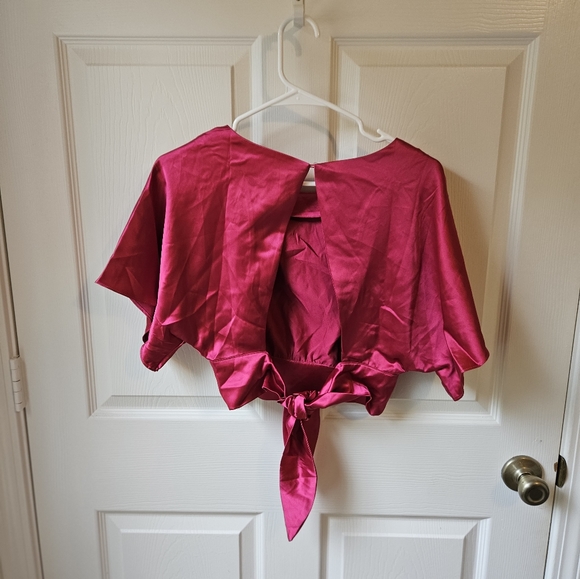 MSRP $45 NWT Lulus Satin Tie Back Crop Top Sz Small - Picture 9 of 10